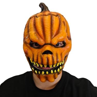 Imagem de Halloween Scary Pumpkin Head Mask Moving Jaw Pumpkin Horror Mask Latex Costume for Adult