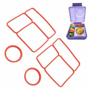 Imagem de Junta de Vedação da Tampa de 2 Pces, Vedação Hermética do Recipiente de Alimento do Silicone Substituição da Gaxeta para a Lancheira de Omiebox (vermelho)