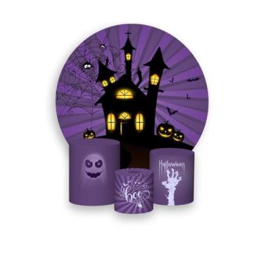 Imagem de Painel De Festa Redondo 1,50x1,50 + Trio De Capas Cilindro -  Hallowee