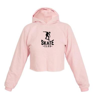 Imagem de Cropped Feminino Moletom Estampa Skate Club Capuz Inverno - Ragor, Ros