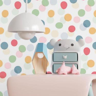 Imagem de Papel De Parede Adesivo Infantil Bolinhas N017114 0,58X3M - Adesivo BR