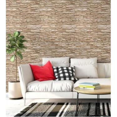 Imagem de Papel De Parede pedras canjiquinha Em Tons De Cinza E marrom claro - P