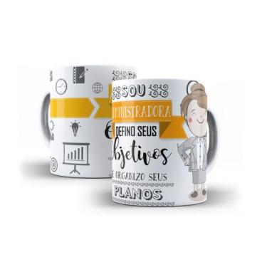Imagem de Xícara Branca Porcelana Profissão Administração ADM 325ml + Caixinha -