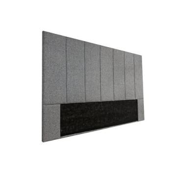 Imagem de Cabeceira Estofada Queen 7 Blocos Não é Segredo Linho Cinza Claro 160x