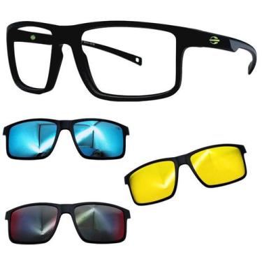 Imagem de Oculos Mormaii Swap 5 6127 AAS Preto Fosco Com 3 Clipons, Azul, Red, N