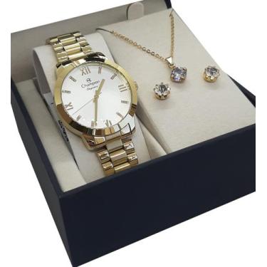 Imagem de Relógio Champion Feminino Dourado + Semi Joias CN25163W