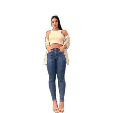 Imagem de CALÇA JEANS SKINNY FEMININA CINTURA MÉDIA ABERTURA NA BARRA 22772 40 MÉDIA UNICA-Feminino