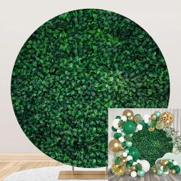Imagem de Laeacco 2,2 x 2,2 m, folhas verdes, fundo redondo, primavera, natureza, grama, fotografia, fundo, chá de bebê, revelação de gênero, chá de panela, aniversário, festa de casamento, decoração de bolo,