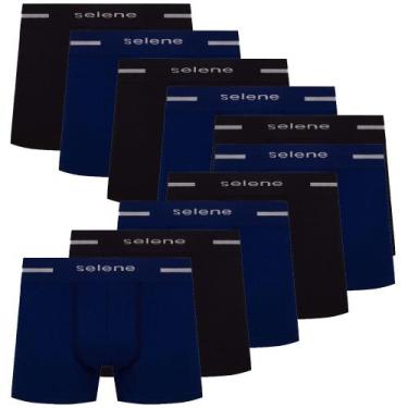 Imagem de Kit 10 Cueca Boxer Box Microfibra Selene Masculina Original, Preta com