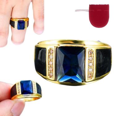 Imagem de Anel Masculino Prata 925 Dourado Topázio Fusion Zircônia