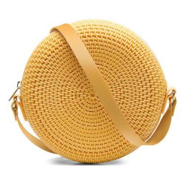 Imagem de Bolsa Redonda Feminina Versátil Moderna Com Alça - Shopbag, Mostarda