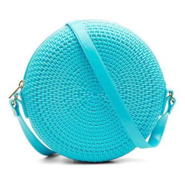 Imagem de Bolsa Redonda Feminina Versátil Moderna Com Alça - Shopbag, Turquesa