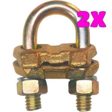 Imagem de Kit 2 Grampo Conector Gtdu Terra Aterramento Duplo Tipo U para Haste d
