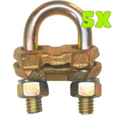 Imagem de Kit 5 Grampo Conector Gtdu Terra Aterramento Duplo Tipo U para Haste d