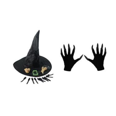 Imagem de Fantasia de bruxa adulto 6 peças halloween festas - MC PRESENTES