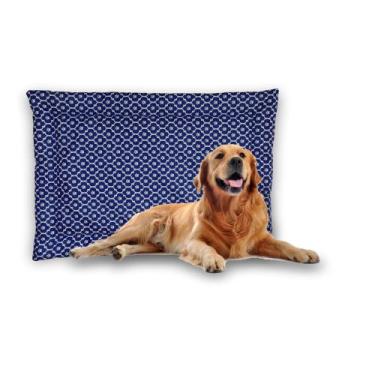 Imagem de caminha para cachorro pet pequeno - azul com branco - Tati Enxovais 