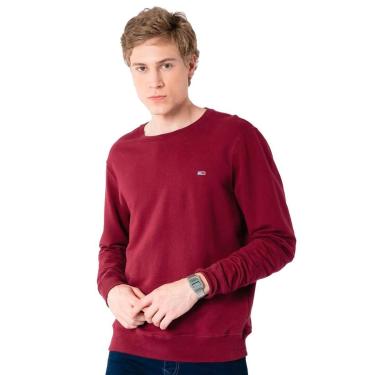 Imagem de Moletom Tommy Jeans Masculino Regular Crewneck Fleece Bordô-Masculino