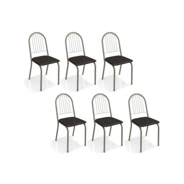 Imagem de Cadeira de Cozinha Noruega 2C077 Kit 6 Un Niquel/Preto 110 - Kappesberg
