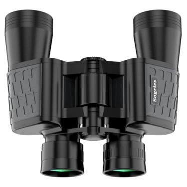 Imagem de Binóculos HD 10 x 50 para adultos, binóculos de alta potência, à prova d'água e compactos para observação de pássaros, caça, viagens – visão com pouca luz, aderência antiderrapante, ótica durável