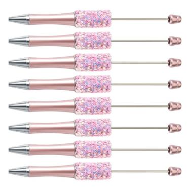 Imagem de Craftdady 8 peças de flamingo, criativa, faça você mesmo, caneta esferográfica, estrela, lantejoulas, caneta de plástico com contas de 1 mm, ponta de tinta preta, fofa, personalizada, canetas dobradas