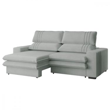 Imagem de Sofá Retrátil e Reclinável 2.50m London Linho Cinza Konfort