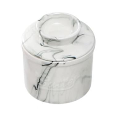 Imagem de SiaBiced Butter Keeper Butter Crock com tampa para manteiga macia, recipiente de manteiga de cerâmica, manteigueira para cafés, restaurantes, hotéis, Mármore