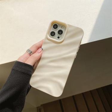 Imagem de Capa de telefone com revestimento de textura ondulada para iPhone 16 15 14 Plus 13 12 11 Pro Max X XR XS Max SE, capa à prova de choque, branco antigo, para iPhone 12 Pro