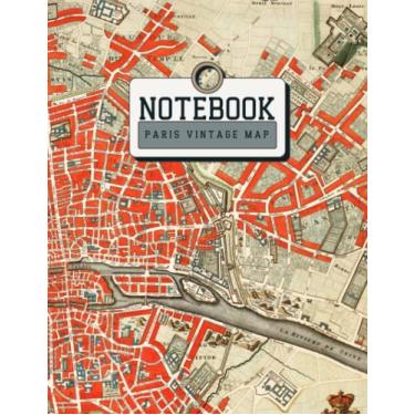 Imagem de Notebook Paris Vintage Map: Lined Composition Notebook, 120 pages College Ruled, 8.5x11 Large Diary Journal