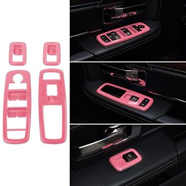 Imagem de Voodonala Acabamento para interruptor de elevação de janela para Dodge Charger Durango 2011-2019, para RAM 2010-2017, ABS Rosa, 4 peças