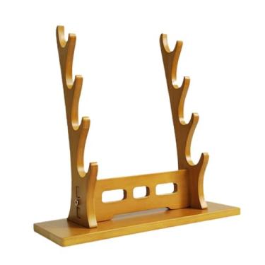 Imagem de Luwecf Suporte para espada de suporte de rack samurai, suporte para espada medieval, suporte tanto wakizashi, Marrom 4 Camadas