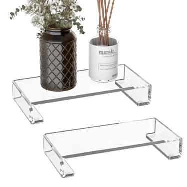 Imagem de Sezanrpt Suporte de acrílico para decoração de banheiro, suporte de banheiro transparente para cozinha, resistente à sujeira e umidade, suporte de saboneteira para balcão, pia, penteadeira, 21 x 9 cm