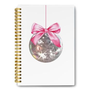 Imagem de LiTiu Caderno espiral para meninas adolescentes e mulheres, escola, estilo feminino, estilo feminino, caderno pautado na faculdade, arco de bola de discoteca, moderno e divertido, caderno espiral, 80