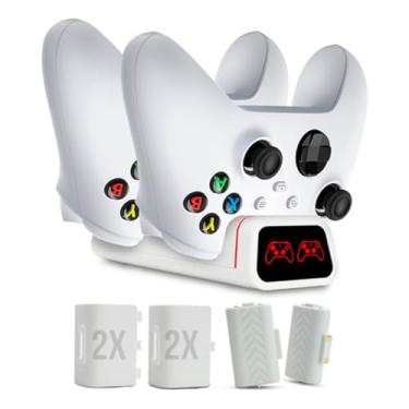 Imagem de Carregador Duplo Base Dock Compatível com Controle Manete Xbox One Series S/X + 2 Baterias (Branco)
