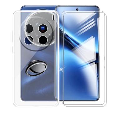 Imagem de Capa para Vivo X200 Pro V2405A, V2405DA, com [2 películas protetoras de vidro temperado], capa macia à prova de choque, [suporte de anel de rotação de 360°] Capa para Vivo X200 Pro (6,7 polegadas) -