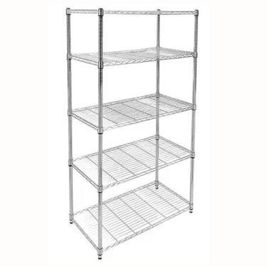 Imagem de Estante Aço 5 Prateleiras Cromada Aramada 1,70cm Desmontavel - Maxime