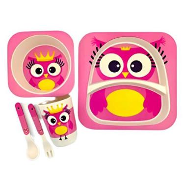 Imagem de Kit Prato Infantil Bebe Pratinho Introdução Alimentar Copo e Talher Ba