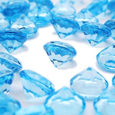 Imagem de PMLAND 69 Pieces 25mm Big Round Acrylic Diamond Crystals Gems Treasure Gemstones for Baby Shower Table Scatters Vase Fillers Decoration Party Treasure Hunting Arts and Crafts - Light Blue