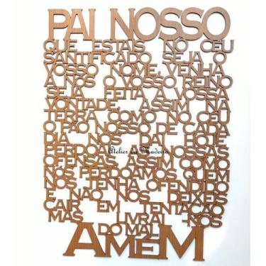 Imagem de Painel Oração Pai Nosso 45x60cm MDF 3mm Pintado - Atelier da Madeira, 