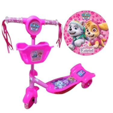 Imagem de Patinete Infantil Scooter Patrulha Canica Musical Cesta Luzes 3 Rodas,