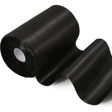 Imagem de TONIFUL Fita de cetim preta de 4 polegadas x 11 jardas de largura tecido sólido fita grande para cerimônia de corte kit de grande abertura para cadeira faixa de cadeira de mesa cabelo para carro laços de costura artesanato presente decoração de festa de casamento