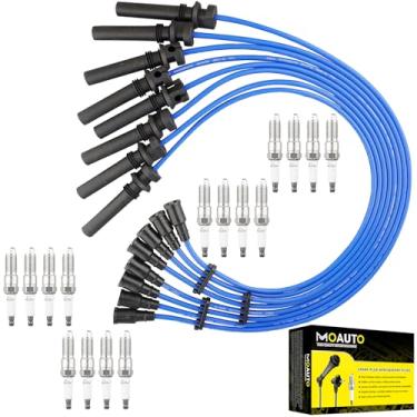 Imagem de MOAUTO Conjunto de 16 velas de ignição irídio com conjunto de fios 671-8127 53020 RC-CRX056 compatível com Dodge Durango Ram 1500 2500 3500 V8 5.7L