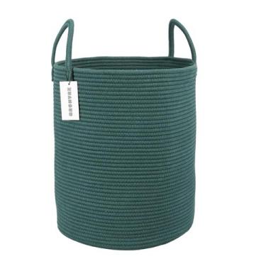 Imagem de Cesto de Roupa Suja XUANGUO - Corda de Algodão - Verde Escuro