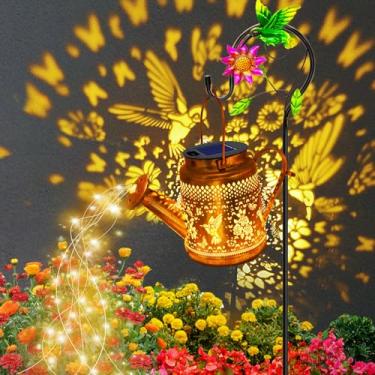 Imagem de Lanternas solares à prova d'água ao ar livre, regador de beija-flor, decoração de jardim, luzes solares penduradas, arte de quintal, decorações de pátio externo, presentes de aniversário de jardinagem