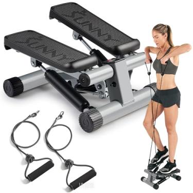 Imagem de Sunny Health & Fitness Mini Stepper para Exercícios em Casa, Máquina de Treino de Degraus com Faixas de Resistência, Equipamento Cardiovascular de Corpo Inteiro com Monitor LCD
