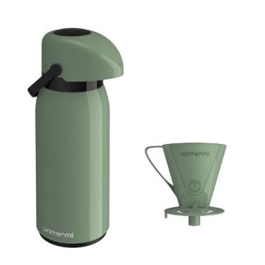 Imagem de Kit Garrafa Térmica 1,8l Verona Verde + Suporte Filtro Verde Unitermi