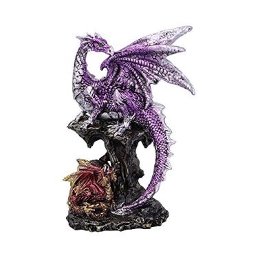 Imagem de Nemesis Now Estatueta parental de dragão e dragão que choca, 15,2 cm, roxa