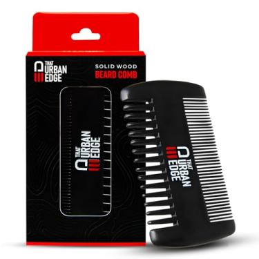 Imagem de Urban Edge Pente de barba de madeira para homens | Pente de cabelo de dupla ação para cabelos finos e grossos | Perfeito para uso com bálsamos e óleos