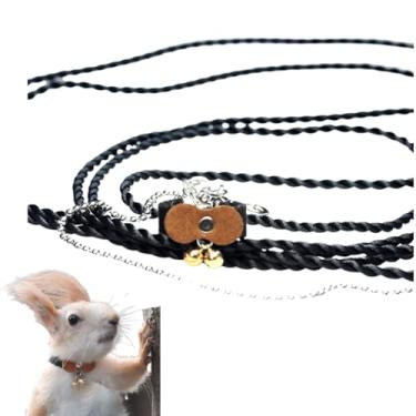 Imagem de Correia de corda de tração de esquilo de esquilo, corda antimordida, coleira de caminhada de animais pequenos com coleira de chumbo para hamster, gerbil, rato, furão, chinchila (café)