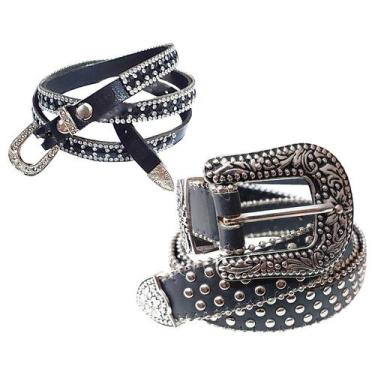 Imagem de Kit 2 Cinto Country Feminino: Cinto + Bandinha de Chapéu em Strass - A