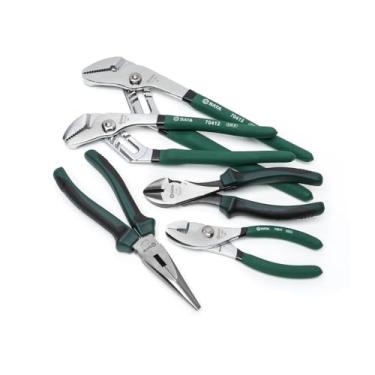 Imagem de SATA Conjunto de alicates de 5 peças com lingueta e sulco (30,5 cm e 25,5 cm), nariz longo (20,5 cm), diagonal (18,5 cm) e alicate de junta deslizante (15,5 cm) - ST70001U